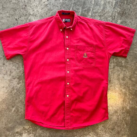 Other - 90s Vintage Chaps Ralph Lauren Crest Shirt Red M fits L 9.5/10 Collector Fade